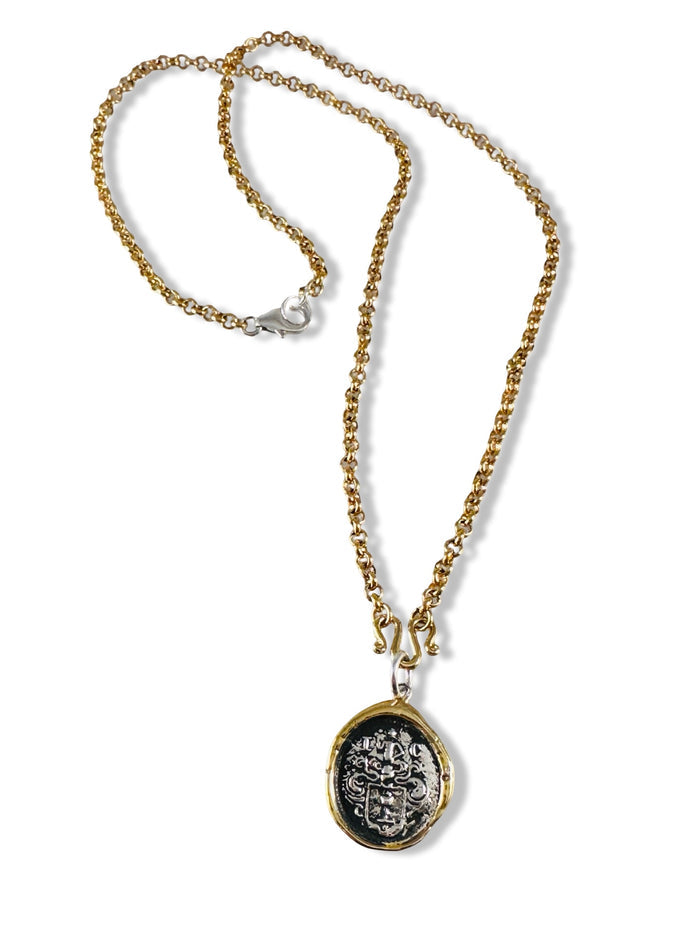 Gold and Silver Pendant on Gold Filled Chain