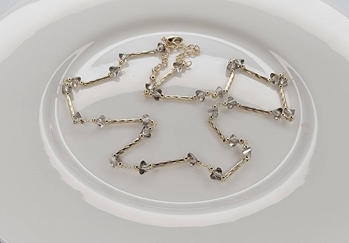 Gold Link Necklace with Beads
