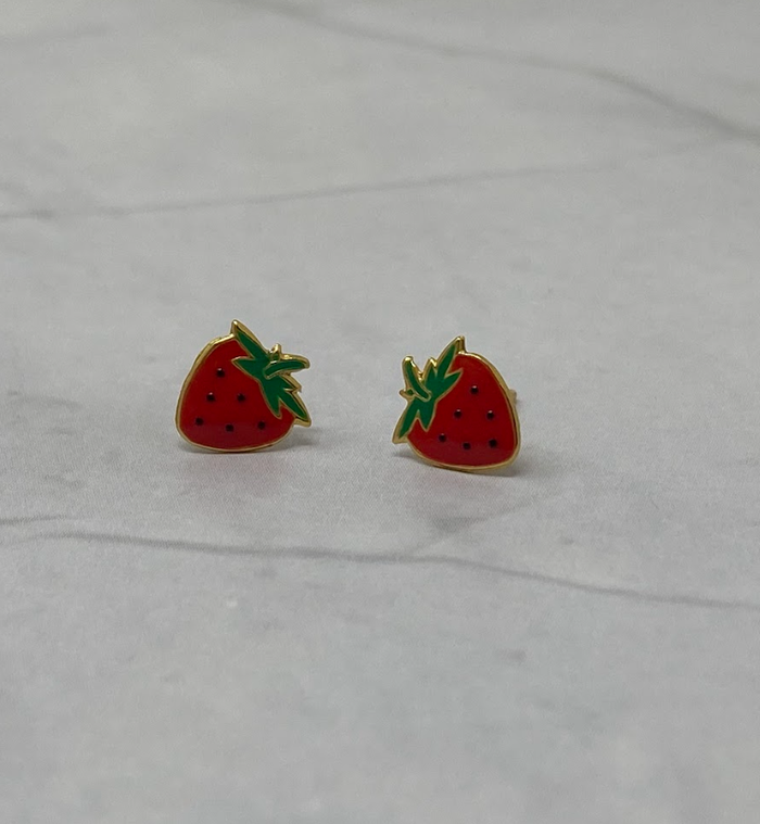 Gold Strawberry Studs