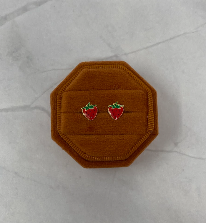 Gold Strawberry Studs