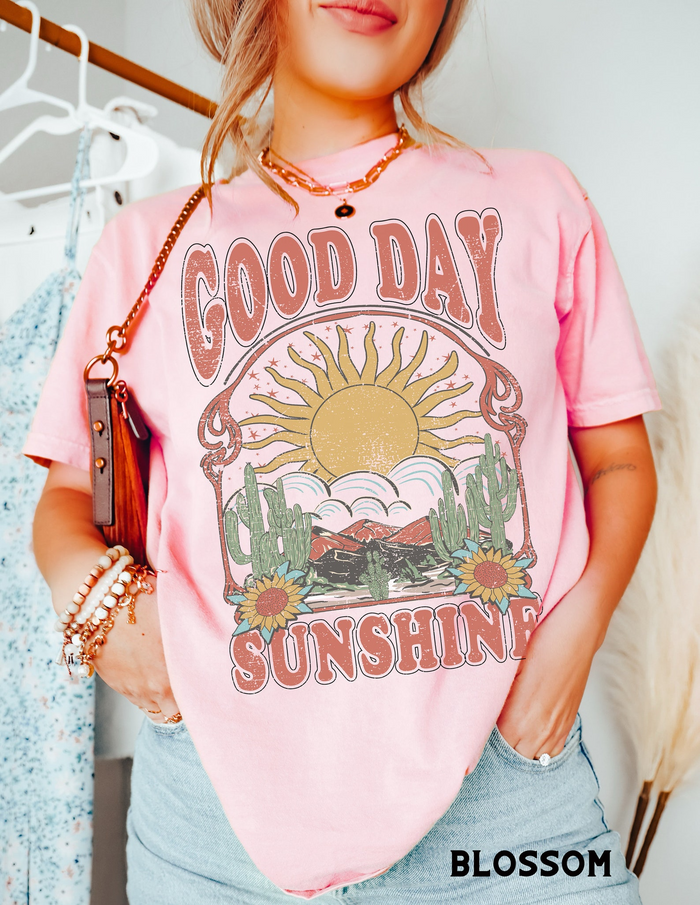 Good Day Sunshine Tee Sun T Shirt, Boho Tee, Retro 70s Style Shirt, Hippie Shirts