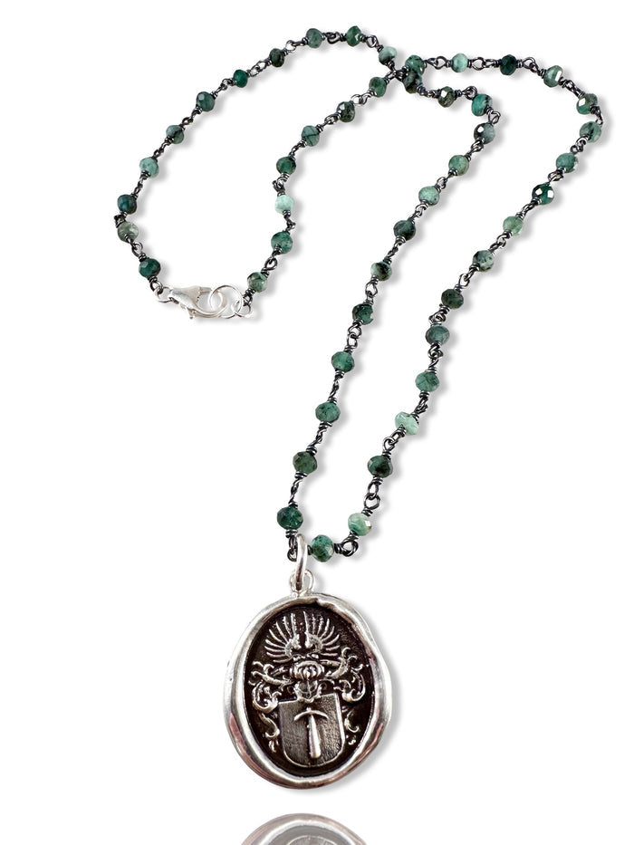 Hammer Sterling Gemstone Wrap Necklace