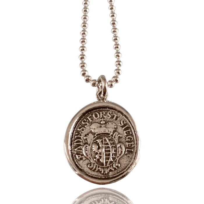 Heavy Bead Chain Crown Shield Necklace