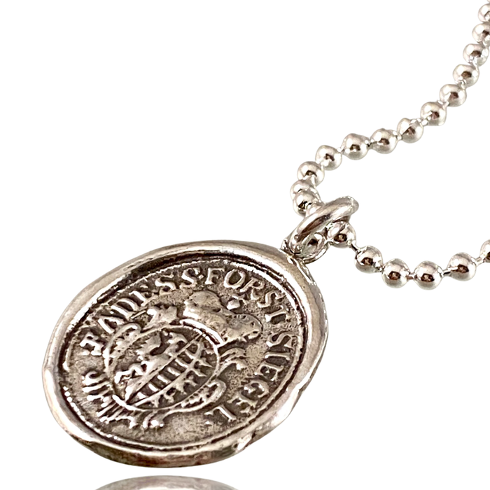 Heavy Bead Chain Crown Shield Necklace