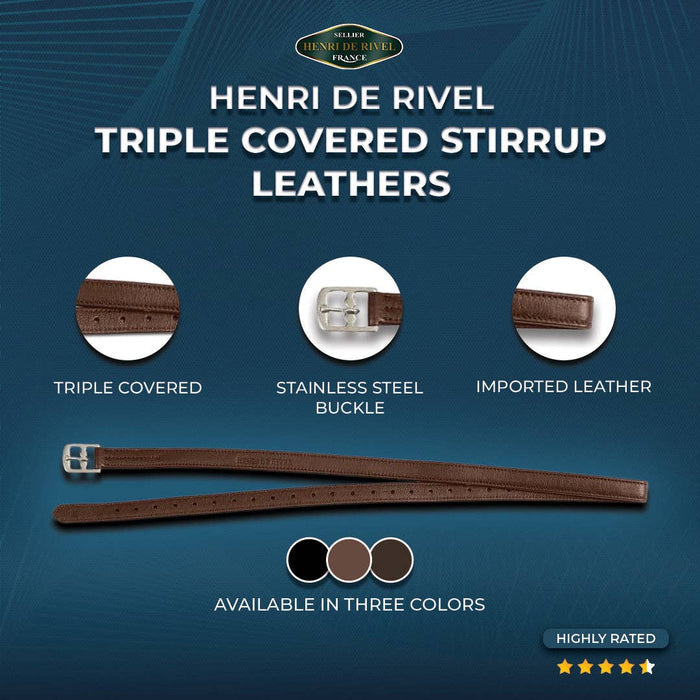 Henri de Rivel Triple Covered Stirrup Leathers: Havana / 48