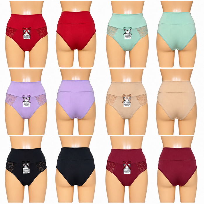 High Waist Lace Brief Panties for Women – L/XL Size – Soft Stretch Comfort Underwear
