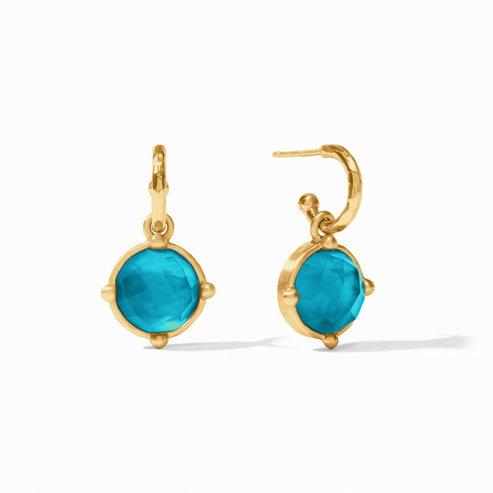 Julie Vos Gold Honeybee Hoop & Charm Earrings -Iridescent London Blue