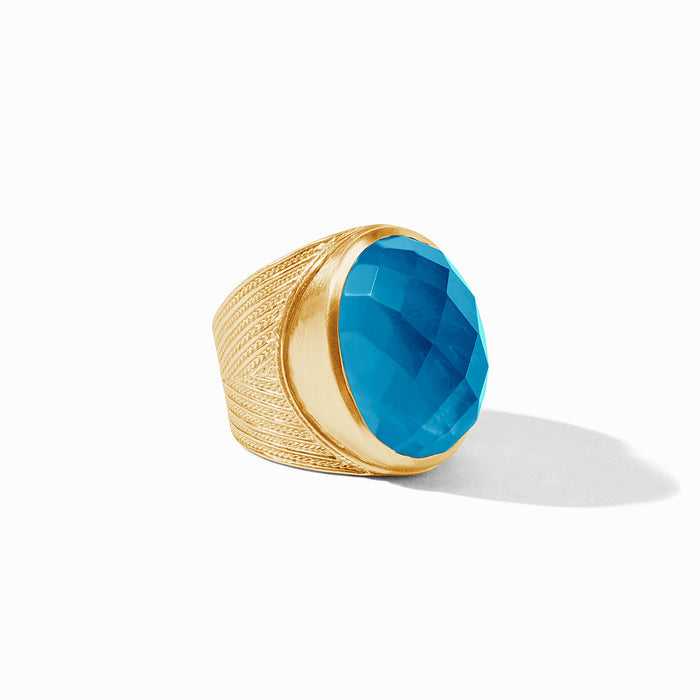 Julie Vos Gold Verona Statement Ring -Iridescent London Blue