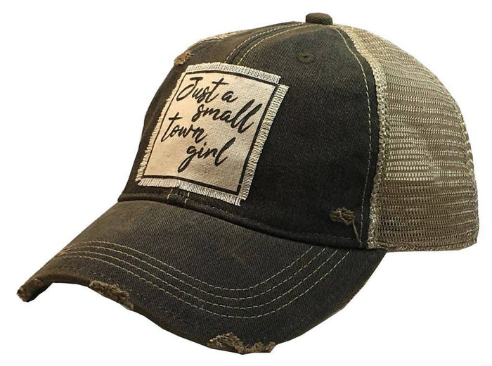 Just A Small Town Girl Distressed Trucker Cap - Posh West Boutique
