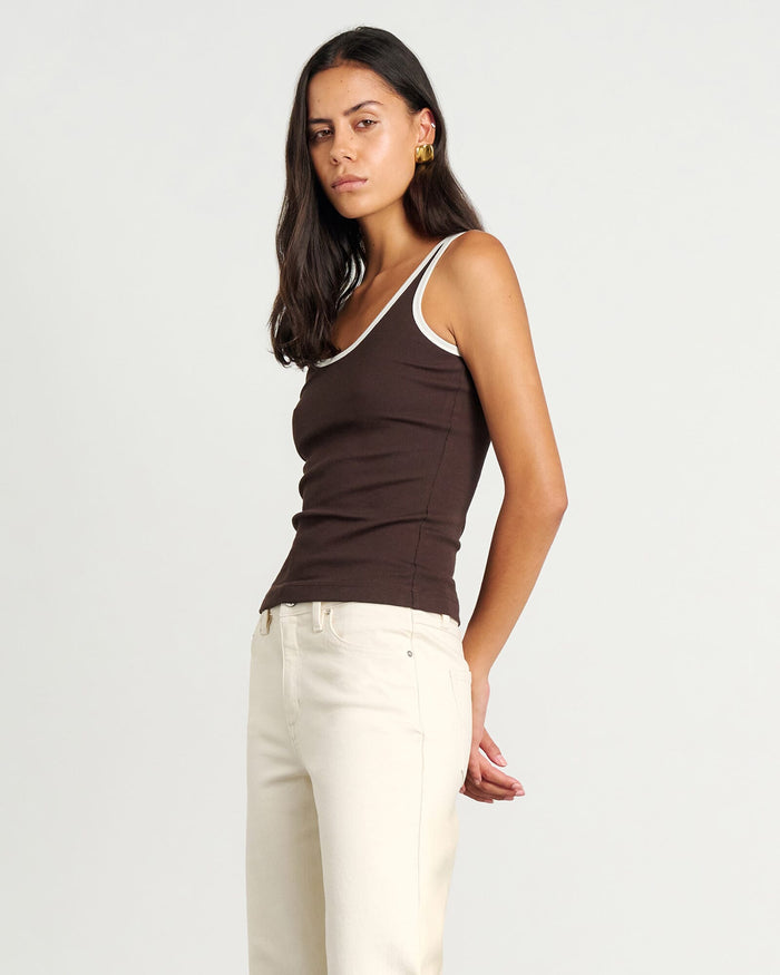 JAG kate contrast scoop tank darkchocolate