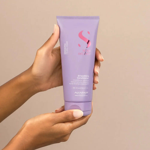 Kit Alfaparf Smooth Shampoo 250ml, Acondicionador 200ml Y Fluido 125ml Brillopara Cabellos Rebeldes