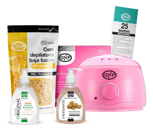 Kit De Cera Depilatoria En Perlas Gnp Con Olla Y Exfoliante