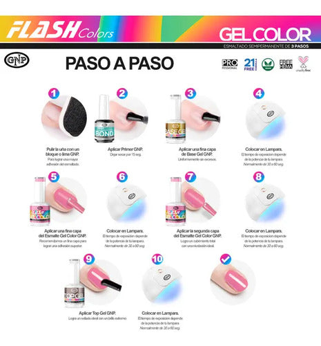Kit Esmaltes Semipermanentes Gnp 15ml 21 Free + Base Y Top