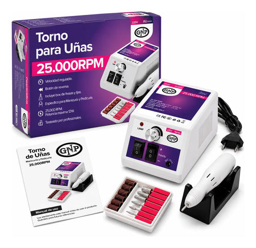 Lámpara Uv Para Uñas Gnp 180w Digital + Torno Gnp 25000 Rpm