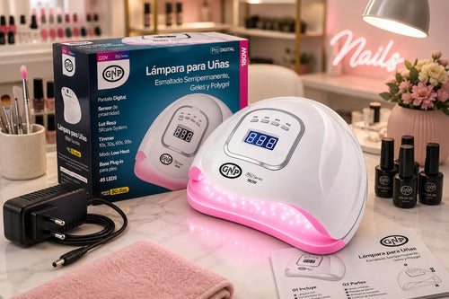 Lámpara Uv Para Uñas Gnp 180w + Torno Gnp 35000 Rpm C/pedal Blanco