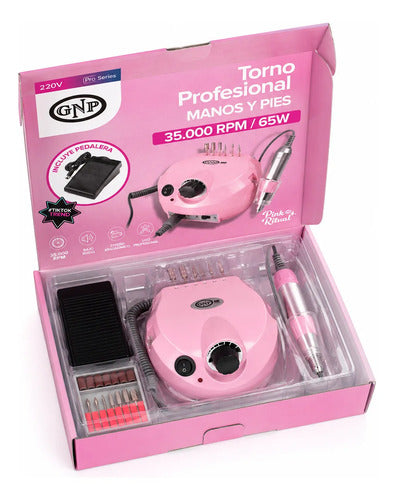 Lámpara Uv Para Uñas Gnp 280w + Torno Gnp 35000 Rpm C/pedal Blanco