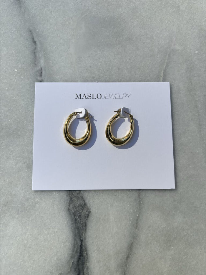 Large Oval Hollow Hoop Earrings