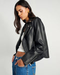 JAG leather biker jacket black