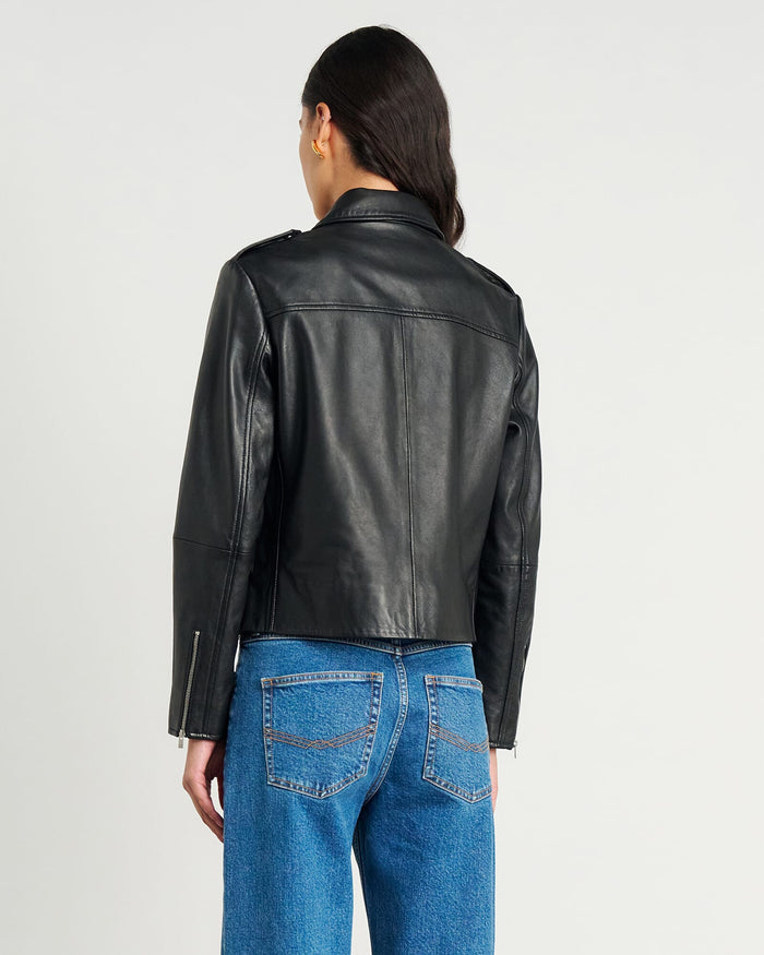 JAG leather biker jacket black