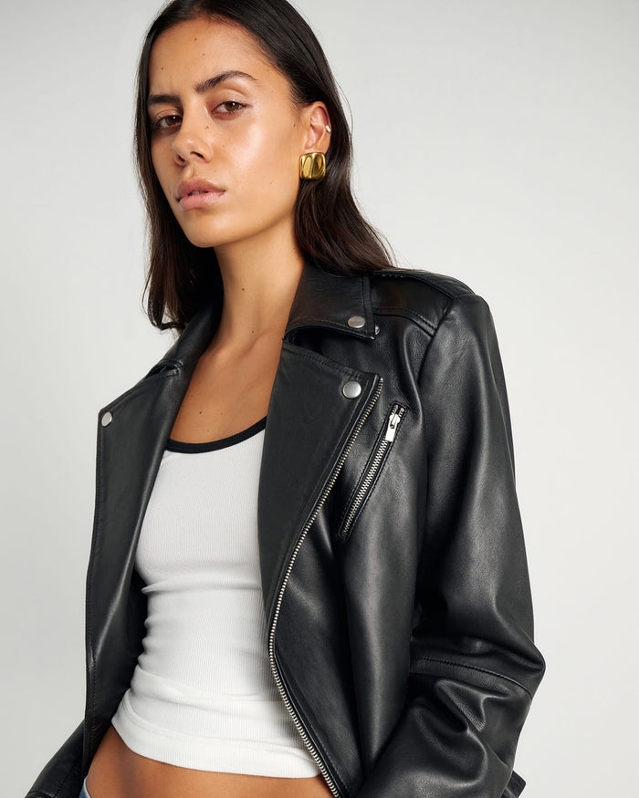 JAG leather biker jacket black