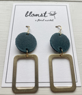 Leather & Brass Rectangle Earrings