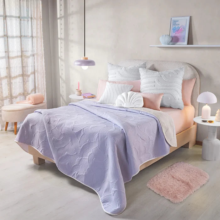 LILAC AND BEIGE COLOR SPECIAL FABRIC ULTRA SLIM REVERSIBLE COMFORTER 1 PCS QUEEN SIZE MADE IN MEXICO