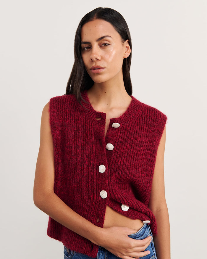 JAG lily button vest wine