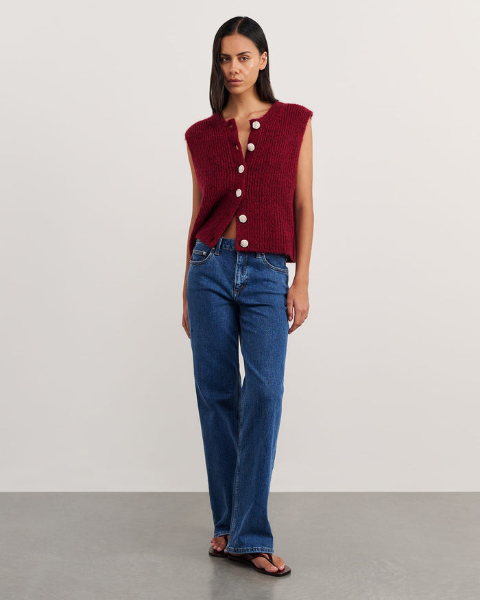 JAG lily button vest wine