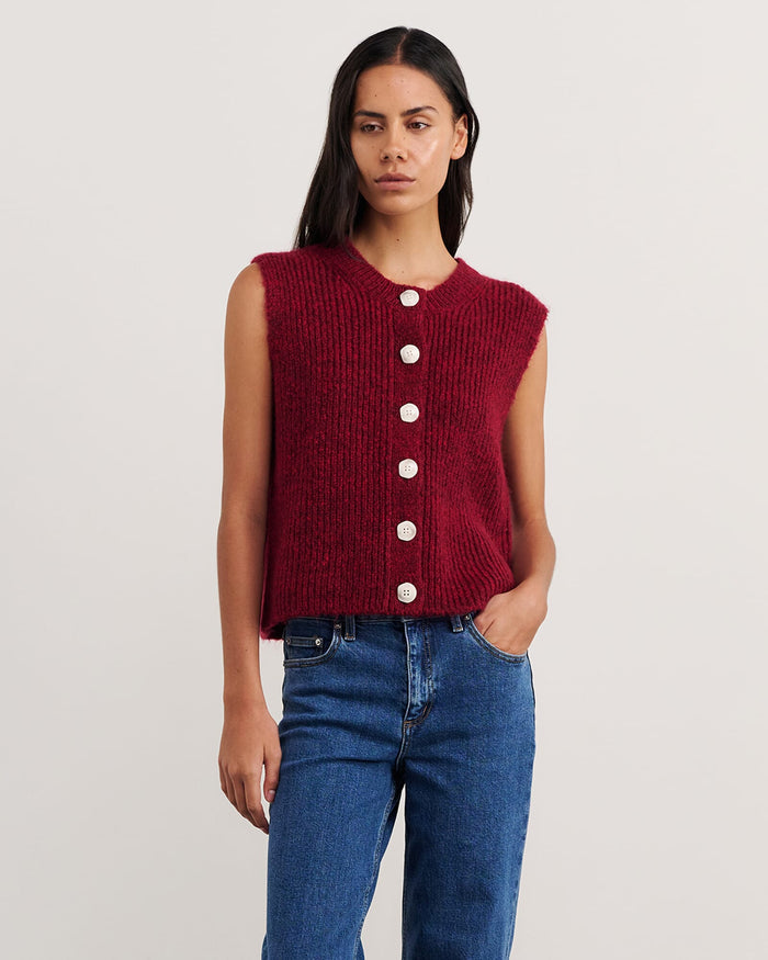JAG lily button vest wine