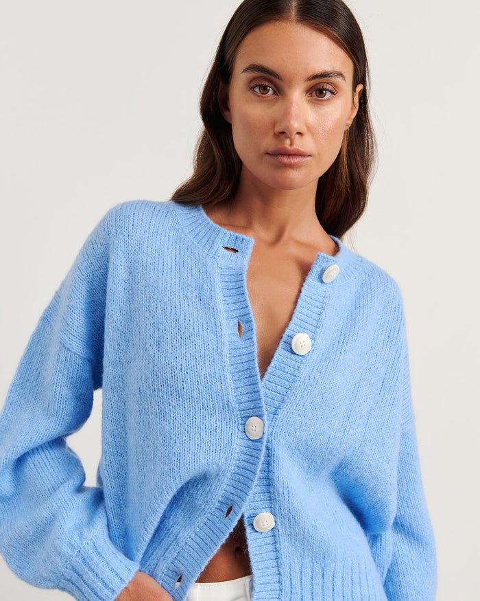 JAG lily fluffy knit cardigan belleblue