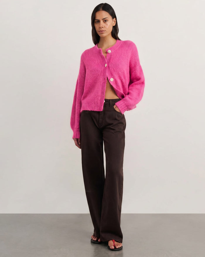JAG lily fluffy knit cardigan peony