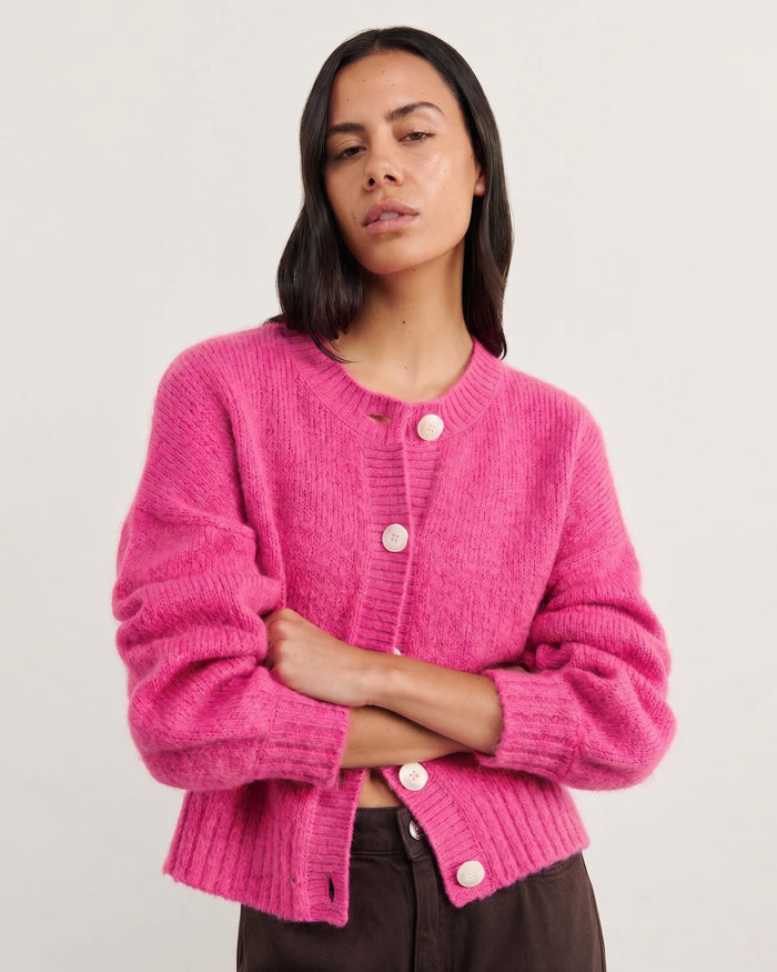 JAG lily fluffy knit cardigan peony