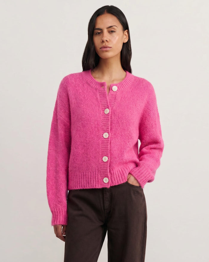 JAG lily fluffy knit cardigan peony
