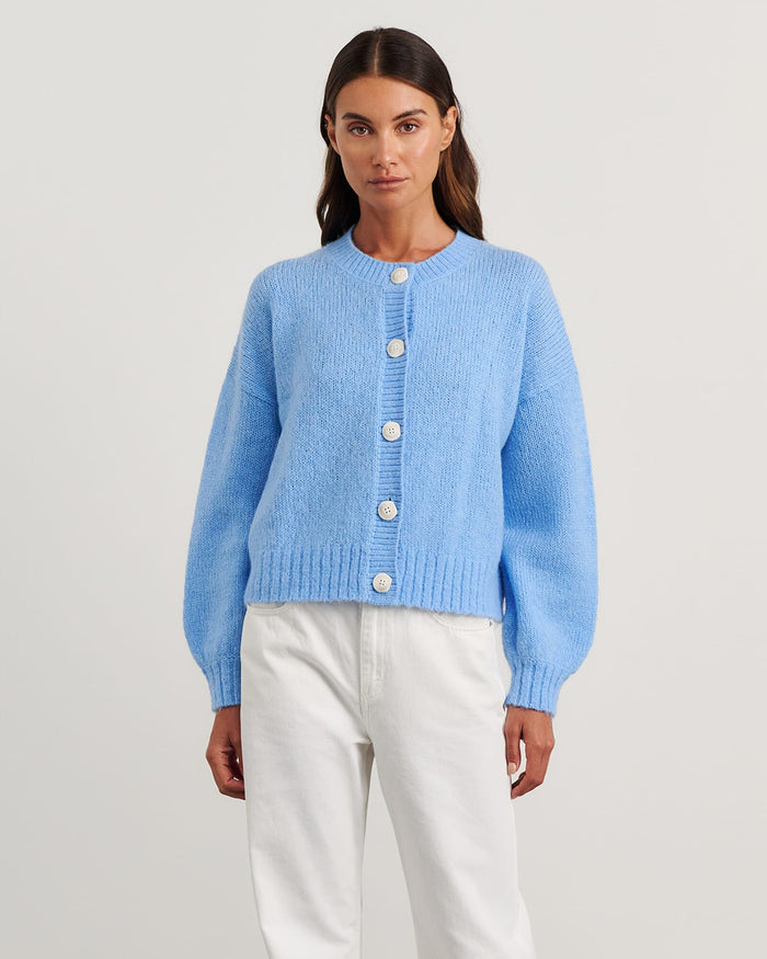 JAG lily fluffy knit cardigan belleblue