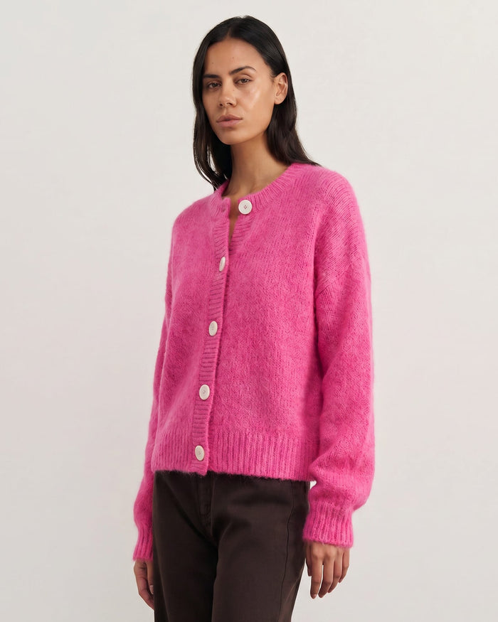 JAG lily fluffy knit cardigan peony