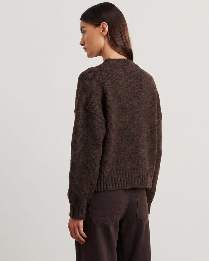 JAG lily fluffy knit cardigan darkchocolate
