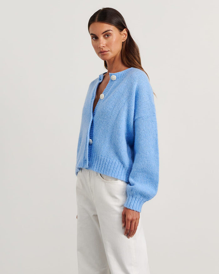 JAG lily fluffy knit cardigan belleblue