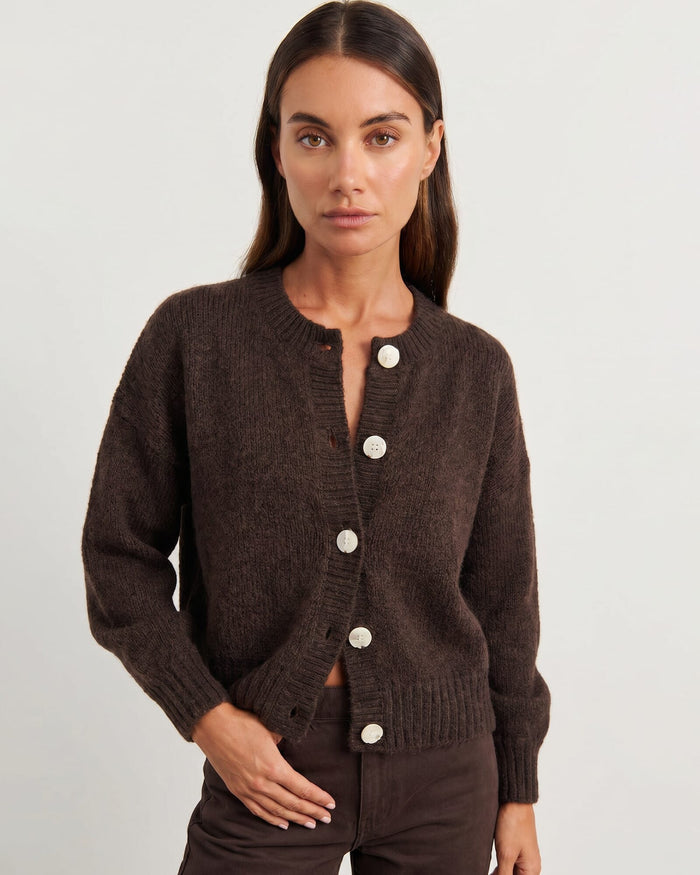JAG lily fluffy knit cardigan darkchocolate