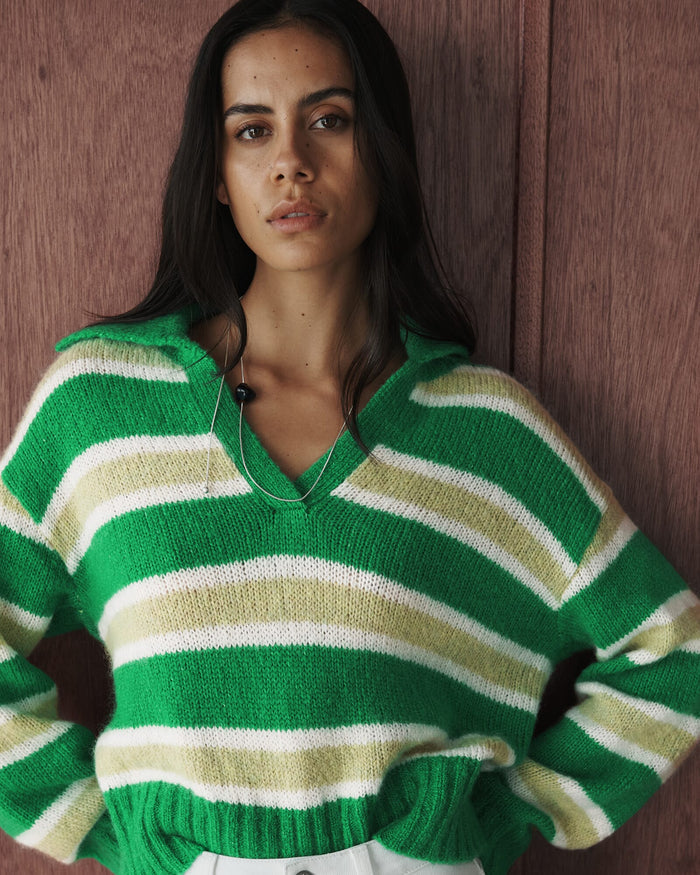 JAG lily collared knit greenwhite