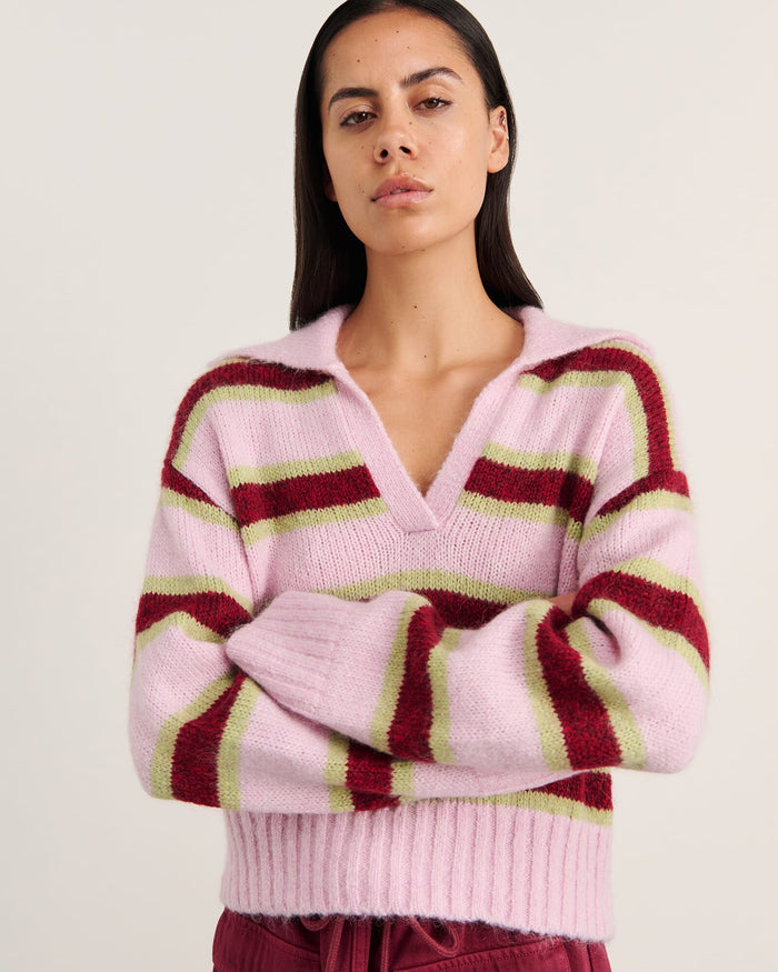 JAG lily collared knit pinkgreen