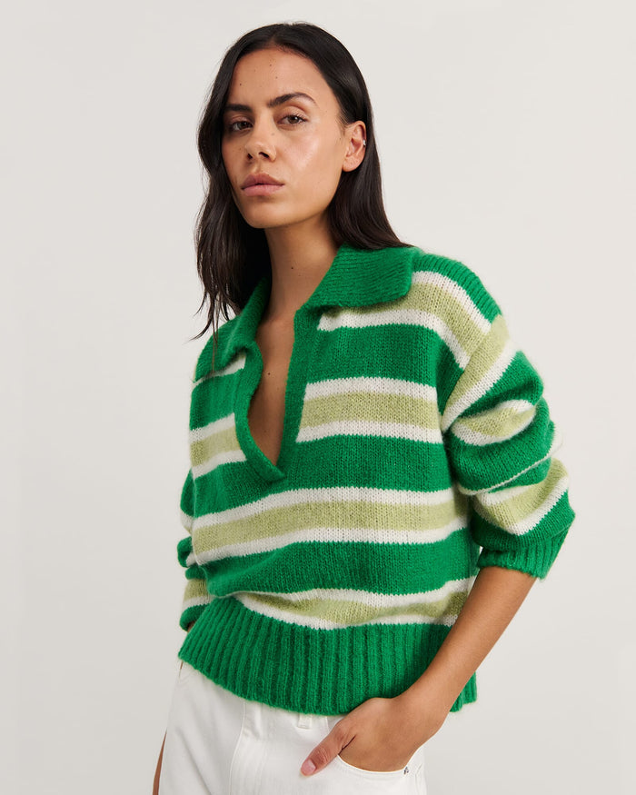 JAG lily collared knit greenwhite