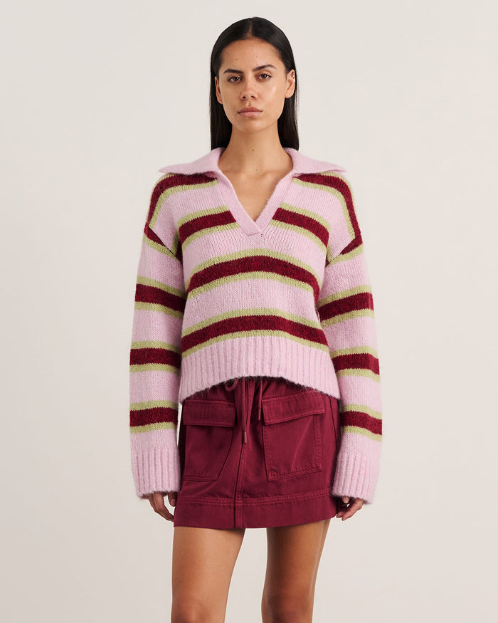 JAG lily collared knit pinkgreen