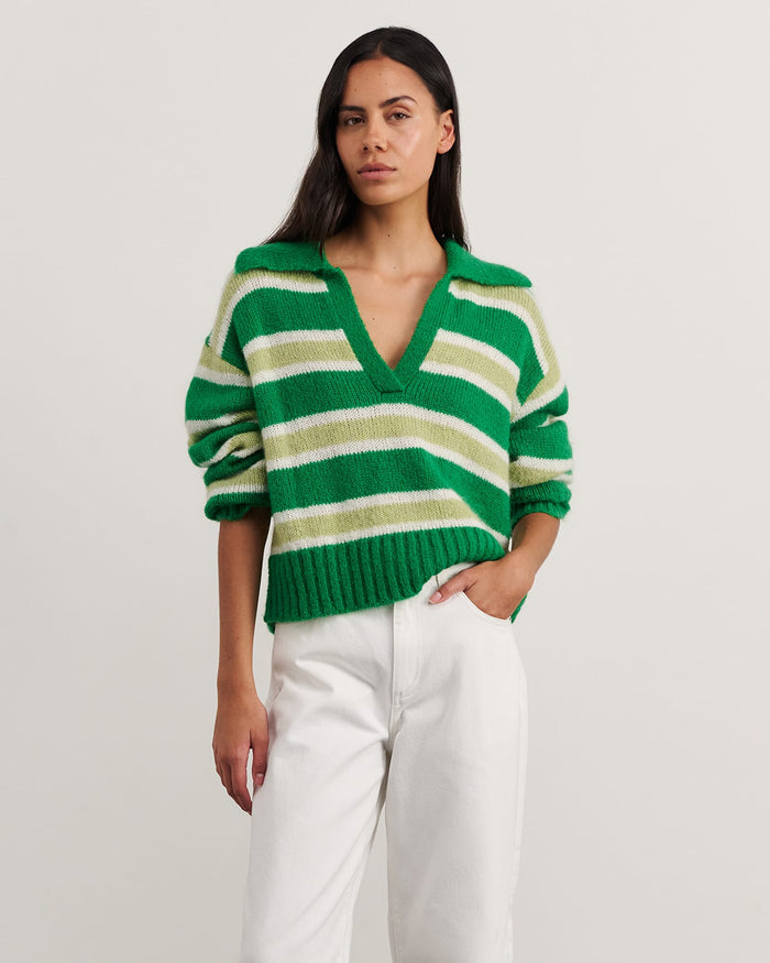 JAG lily collared knit greenwhite
