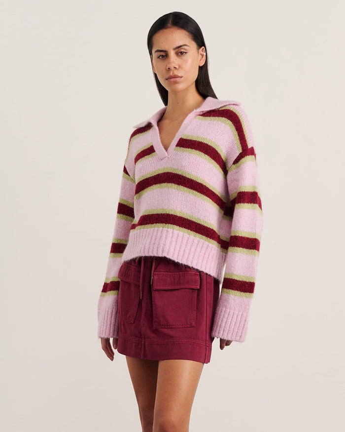 JAG lily collared knit pinkgreen