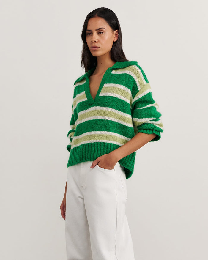 JAG lily collared knit greenwhite