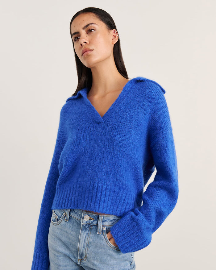 JAG lily collared knit cobalt