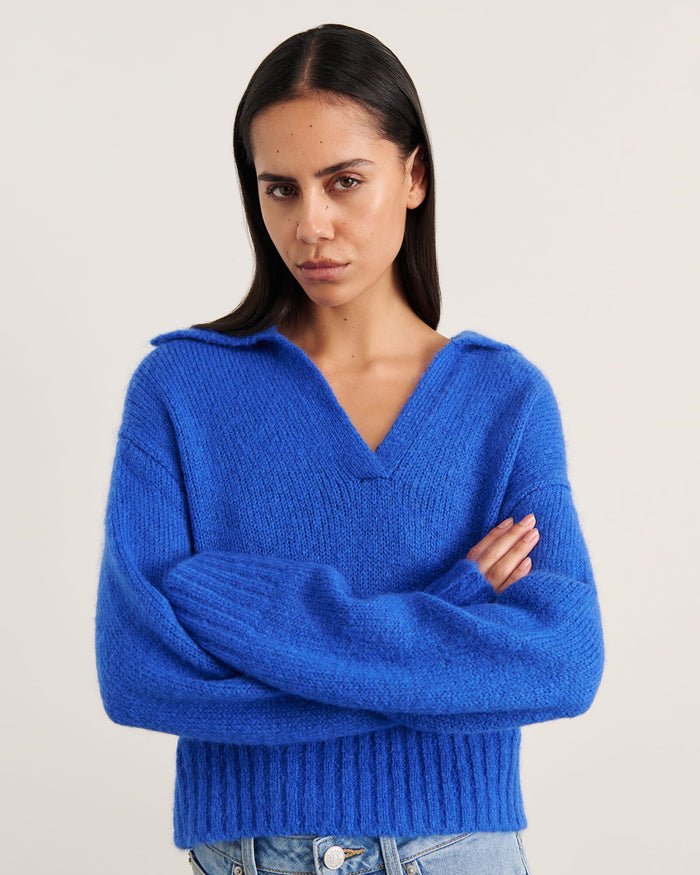 JAG lily collared knit cobalt