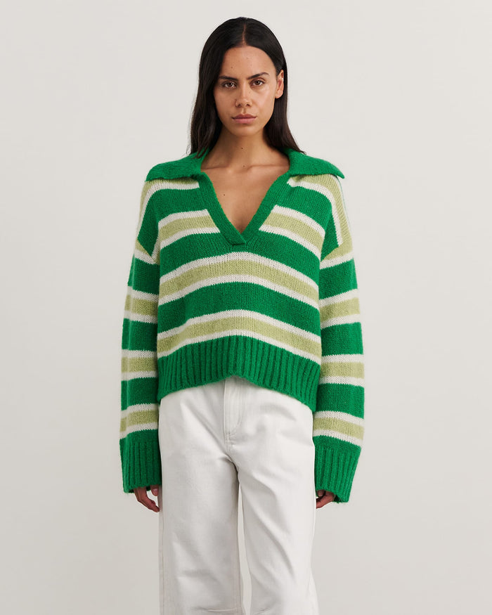 JAG lily collared knit greenwhite