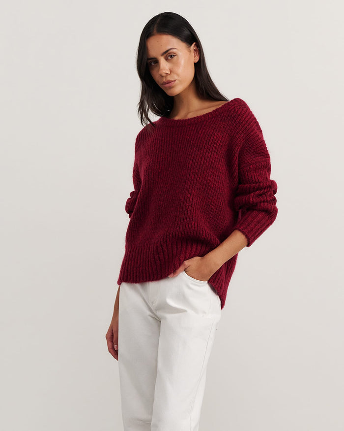 JAG lily scoop knit wine