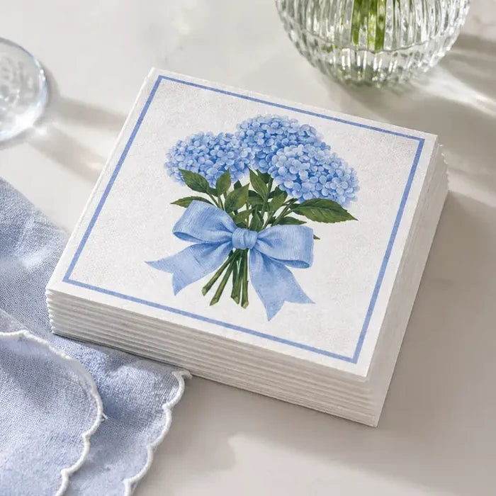 Linen Texture Lunch Napkins -Hydrangea